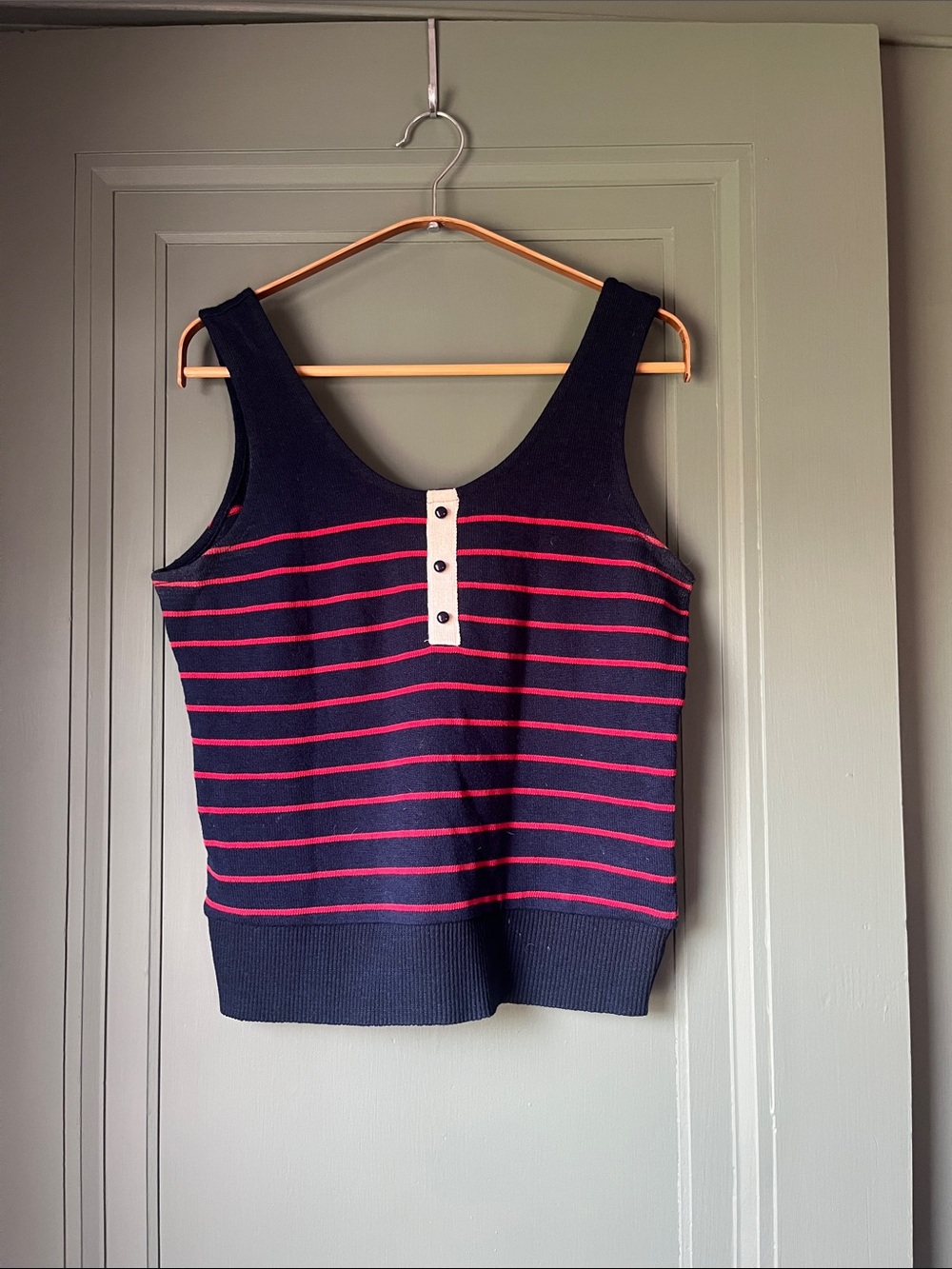 Betina Lou Knit Breton Striped Tank Top in Navy and Red